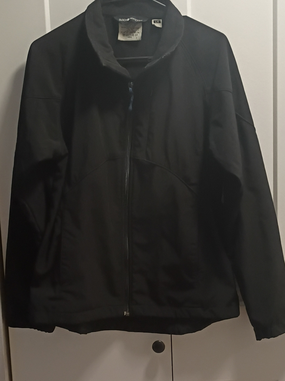 Black Diamond Black Zip Women's Jacket Mid-Length Long Sleeve Solid Size L
